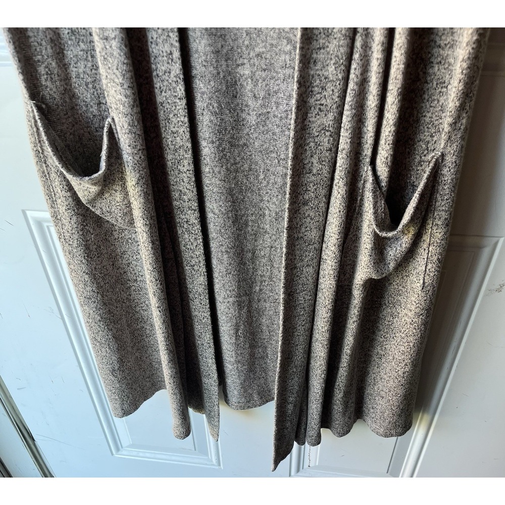 Tiffany & Grey Large Long Duster Vest Marled Knit Open Front Sleeveless Pockets - Picture 4 of 7